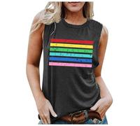 2025 Camiseta sin mangas para mujer, camiseta sin mangas LGBT Gay Rainbow Graphic, camiseta interior de verano, traje de baño, ropa de maternidad, Negro , M
