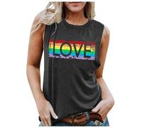 2025 Camiseta sin mangas para mujer, camiseta sin mangas LGBT Gay Rainbow Graphic, camiseta interior de verano, traje de baño, ropa de maternidad, amarillo, L