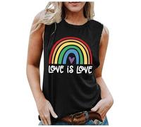 2025 Camiseta sin mangas para mujer, camiseta sin mangas LGBT Gay Rainbow Graphic, camiseta interior de verano, traje de baño, ropa de maternidad, verde, S
