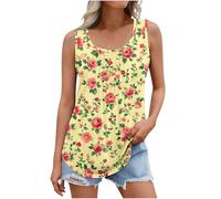 2025 Camiseta Tirantes Mujer,Camisetas Sin Mangas Mujer de Cuello Redondo Moda Estampado de Flores Chaleco Verano Corte Holgado Cómodo Tank Tops Básica Simple Versátil Túnica Tops Diario