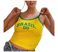 2025 - Camisetas de bebé para mujer Tops Brasil Crop Top Camisetas Gráficas Camisetas para Mujeres Vintage 90 Streetwear Camisetas Camiseta Mujer Amarillo, D, S
