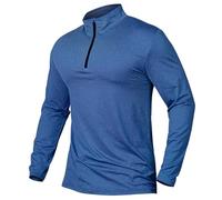 2025 - Camisetas deportivas para hombre, con cremallera de un cuarto, manga larga, para correr, para exteriores, manga raglán, Bu2., XL