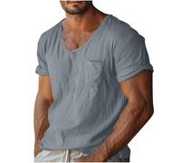 2025 Camisetas Manga Corta Hombre,Mis Pedidos Camiseta Hombre de Algodón y Lino Casual Cuello Redondo Color Sólido Estilo Básico Camisetas Lino Hombres Cómodo y Transpirable Shirt Top Trabajo