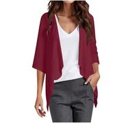 2025 Cardigan Mujer Verano,Cardigan Mujer Manga Larga Verano Otoño Ligero Chaqueta Gasa Largo de Manga 3/4 Casual Color Puros Rebecas Suelto con Abertura Frontal Elegante Primavera