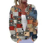 2025 Chaleco Cardigan Mujer,Estampado Floral Chaleco Mujer Chic Y Elegante Largo Chalecos De Gran Tamaño Invierno Cómodo De Punto Manga Larga Suéter Caliente Mujer Cuello en Botón Cárdigan Cuatro