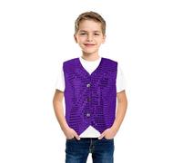 2025 - Chaleco de danza para niños y niñas con lentejuelas Jazz Hip Hop Street Dance Jacket Stage Performance Party Taille Coat Chicos Camisa, morado, 13-14 años