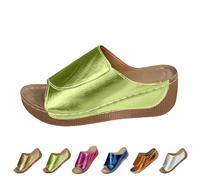 2025 Chanclas de mujer de verano elegantes con cuña sandalias ortopédicas abiertas cómodas soporte arco zapatillas moda casual ligeras sandalia elegante de casa pantuflas punta abierta antideslizantes