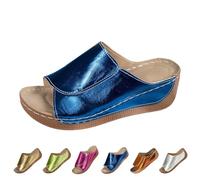 2025 Chanclas de mujer de verano elegantes con cuña sandalias ortopédicas abiertas cómodas soporte arco zapatillas moda casual ligeras sandalia elegante de casa pantuflas punta abierta antideslizantes