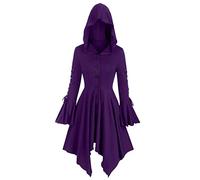 2025 - Chaqueta de manga larga medieval vintage gótica de patchwork con dobladillo irregular con tirantes, abrigo vestido de mi héroe Academia Uraraka Ochako Cosplay disfraz hermoso (púrpura, XXXXXL)