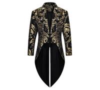 2025 Chaqueta Medieval Steampunk para Hombre,Estilo Victoriano Renacentista Abrigo Largo Gótico Vintage Medieval Esmoquin para Fiesta de Halloween Cosplay Disfraces de Caballero para Adultos