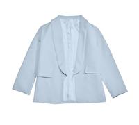 2025 - Chica Bufanda de manga larga Traje Formal Chaqueta Abierta Frontal Bolsillo Interior Para Niños 10 Meses, azul claro, 11-12 Años