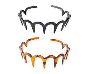 2025 COLLA DE U MODA Fashion Bandas de cabeza de cráneo High Cranium para cabello para mujeres, diademas coreanos reversibles con dientes para mujeres adolescentes (ámbar+negro)
