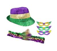 2025 - Conjunto de accesorios para disfraz para mujer, falda tutú, diademas, collar de perlas, accesorios de fiesta, accesorios de carnaval, decoración de carnaval, sombrero de pescador con cinta