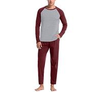 2025 Conjunto de pijama para hombre Soft Home Solid Color Shirt Pants Set Home Service Dos Piezas Pijama Hombre Top Corto, Vino, XL
