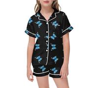 2025 Conjunto de Pijama para niñas y niños Pantalones Cortos Manga Corta con Botones Lunares Tops Top Pijamas Clásicos Lounwear 1-6 Años