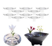2025 Creativo Porta Arreglos Florales Flotantes, Porta Tallos de Acrílico Transparente para Flores DIY, Arreglo Floral Redondo con Herramientas Fijas, Rotación Dinámica para Acuarios(S-10pcs)