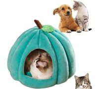2025 Cute Pumpkin Cat Cave, Thickened Warm Semi-Closed Pet Nest, Removable and Washable Mat, Puppy House for Small Dogs and Cats (Azul M)