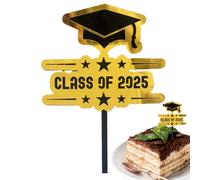 2025 Decoración para cupcakes de graduación - Decoración acrílica para cupcakes con temática de graduación - Negro y dorado feliz apps para el apetito accesorios para el hogar, escuela, niños