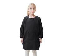2025 Delantal de artista infantil con bolsillo para niños delantales de artista para colorear bata de manga larga camisas de niño, Negro , 8-12 años