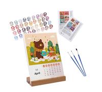 2025 Desktop Monthly Calendar - Planificador de la familia, Standing Organizing Calendar with Brush and Acrylic Paint for Study Plans, Home Work Scheduling, Creative Decoration, Keeps Track of