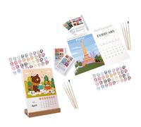 2025 Desktop Monthly Calendar - Planificador de la familia, Standing Organizing Calendar with Brush and Acrylic Paint for Study Plans, Home Work Scheduling, Creative Decoration, Keeps Track of