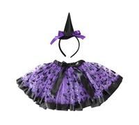 2025 Disfraz Bruja Niña,Falda Halloween Niña Moda Faldas de Tul Hasta La Rodilla con Sombrero de Bruja Moda Lindo Disfraces Halloween para Carnval Cosplay Fiesta Talla Única