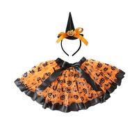 2025 Disfraz Bruja Niña,Falda Halloween Niña Moda Faldas de Tul Hasta La Rodilla con Sombrero de Bruja Moda Lindo Disfraces Halloween para Carnval Cosplay Fiesta Talla Única