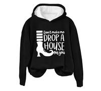 2025 Disfraz de Halloween Don't Make Drop A On You Sudaderas de Halloween para Mujer 2024 Divertida Sudadera con Capucha con Cuello Redondo y Manga Larga, Negro , L