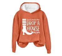 2025 Disfraz de Halloween Don't Make Drop A On You Sudaderas de Halloween para Mujer 2024 Divertida Sudadera con Capucha con Cuello Redondo y Manga Larga, naranja, XL