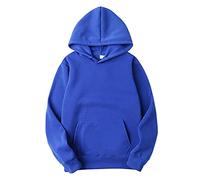 2025-Enérgico Hombres Mujeres Blusa Camisa Invierno Casual Sudadera con Capucha Color Sólido Suéter Suave Top Blusa Sudadera Hombre Patrón, azul, L
