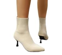 2025 Europa los Estados Unidos Estados Unidos Comercio exterior para grueso con botas redondas después de la correa modelos clásicos botines botas cortas hallux zapatos mujer impermeable, beige, 38 EU
