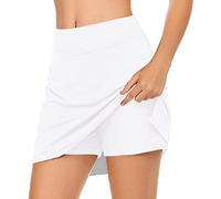 2025 - Falda de tenis para mujer, informal, sólida, para yoga, deporte, rock, pantalones cortos, falda, ante sintético, para mujer, Blanco, XL