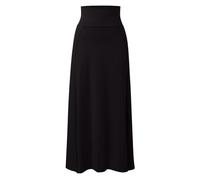 2025 - Falda larga con doble abertura para mujer, lisa, básica, dos aberturas laterales, 4 22, Negro, S