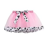 2025 - Falda tutú para niños pequeños, niñas, fiesta de cumpleaños, falda de rendimiento, bowkot, falda estampada a rayas de vaca de moda, pantalones deportivos cortos para niños, Rosa., 2-4 años