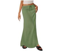 2025 Faldas Mujer,Mis Pedidos Falda Casual de Algodón y Lino Verano para Mujer Cintura Alta Falda Casual Lisa para Mujeres Adelgazante Largo Cintura Elástica Faldas Recta Color Sólido Cómodo Skirt