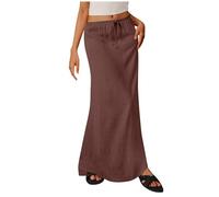 2025 Faldas Mujer,Mis Pedidos Falda Casual de Algodón y Lino Verano para Mujer Cintura Alta Falda Casual Lisa para Mujeres Adelgazante Largo Cintura Elástica Faldas Recta Color Sólido Cómodo Skirt
