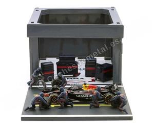 2025 Garaje Pit Lane + Red Bull Team RB21 Nº1 Max Verstappen + Figuras y Accesor