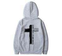2025-Generisch für Männer einfarbige Sweatshirt mit Print auf der Rückseite Retro Sweatshirt Herren, gris, L