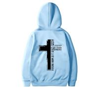 2025-Generisch für Männer einfarbige Sweatshirt mit Print auf der Rückseite Retro Sweatshirt Herren, azul claro, L