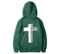 2025-Generisch für Männer einfarbige Sweatshirt mit Print auf der Rückseite Retro Sweatshirt Herren, verde, XXL