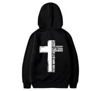 2025-Generisch für Männer einfarbige Sweatshirt mit Print auf der Rückseite Retro Sweatshirt Herren, Negro , S