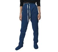 2025-Generisch Pantalones clásicos de mujer de cintura alta ajuste holgado Pantalones de látex para mujer, azul, L