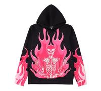 2025 Halloween Trendgesetzende Herren Kapuzenpullover, Casual, Holgada, Pullover im Halloween Stil mit Digital für den Alltag perfekt für die - Wintersaison, Rosa., 5XL