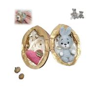 2025 Handmade Crochet Animal in Walnut Shell Miniature Bunny Bear with Love Heart Mini Emotional Support Gifts