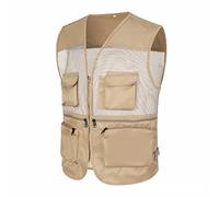 2025 Hombres Casual Al Aire Libre Trabajo Pesca Viajes Foto Cargo Chaleco Chaqueta Múltiples Bolsillos Las Estrellas Tan Cerca De La Película, beige, XXL