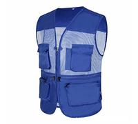 2025 Hombres Casual Al Aire Libre Trabajo Pesca Viajes Foto Cargo Chaleco Chaqueta Múltiples Bolsillos Las Estrellas Tan Cerca De La Película, azul, XL