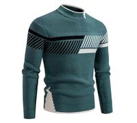 2025 Jersey Hombre Otoño e Invierno Jersey de Punto de Cuello Redondo para Hombre Talla Grande Pullover Camiseta Tops Básico Manga Larga Sueter Cálido Suéter Cómoda Casual Color Block Sweat