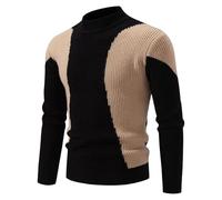 2025 Jersey Hombre Otoño e Invierno Jersey de Punto de Cuello Redondo para Hombre Talla Grande Pullover Camiseta Tops Básico Manga Larga Sueter Cálido Suéter Cómoda Casual Color Block Sweat