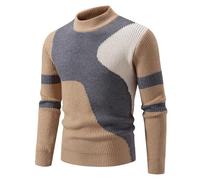 2025 Jersey Hombre Otoño e Invierno Jersey de Punto de Cuello Redondo para Hombre Talla Grande Pullover Camiseta Tops Básico Manga Larga Sueter Cálido Suéter Cómoda Casual Color Block Sweat