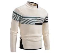 2025 Jersey Hombre Otoño e Invierno Jersey de Punto de Cuello Redondo para Hombre Talla Grande Pullover Camiseta Tops Básico Manga Larga Sueter Cálido Suéter Cómoda Casual Color Block Sweat